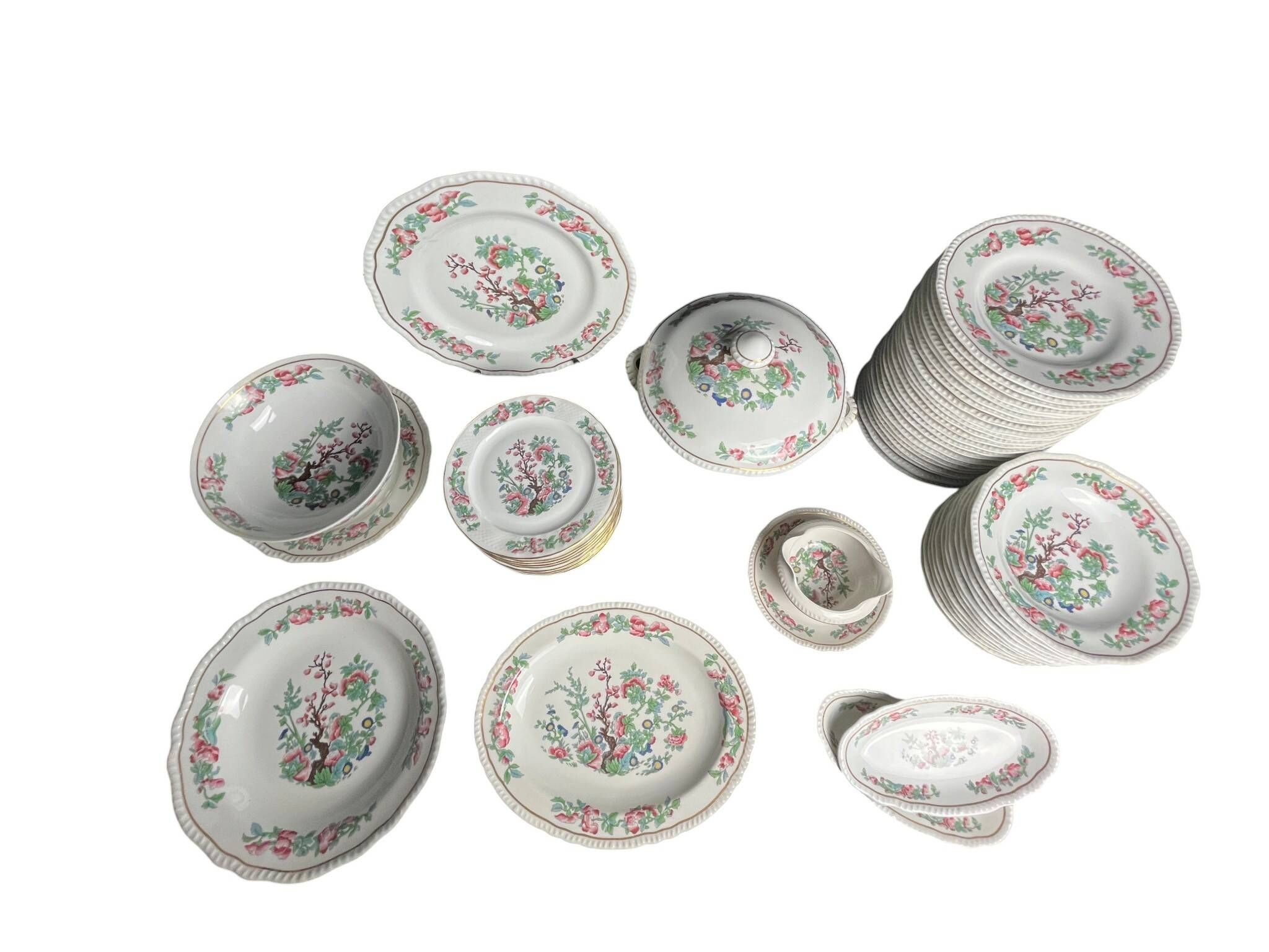 Tableware, Limoges porcelain service Bernardaud Trees of India 20th century