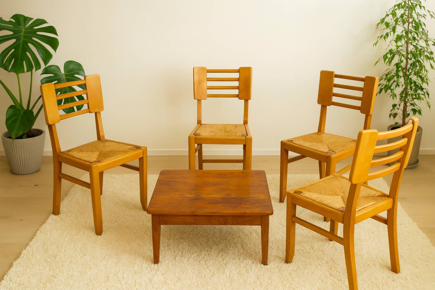 4 Vintage Chairs by Pierre Cruege, French design from the 60s