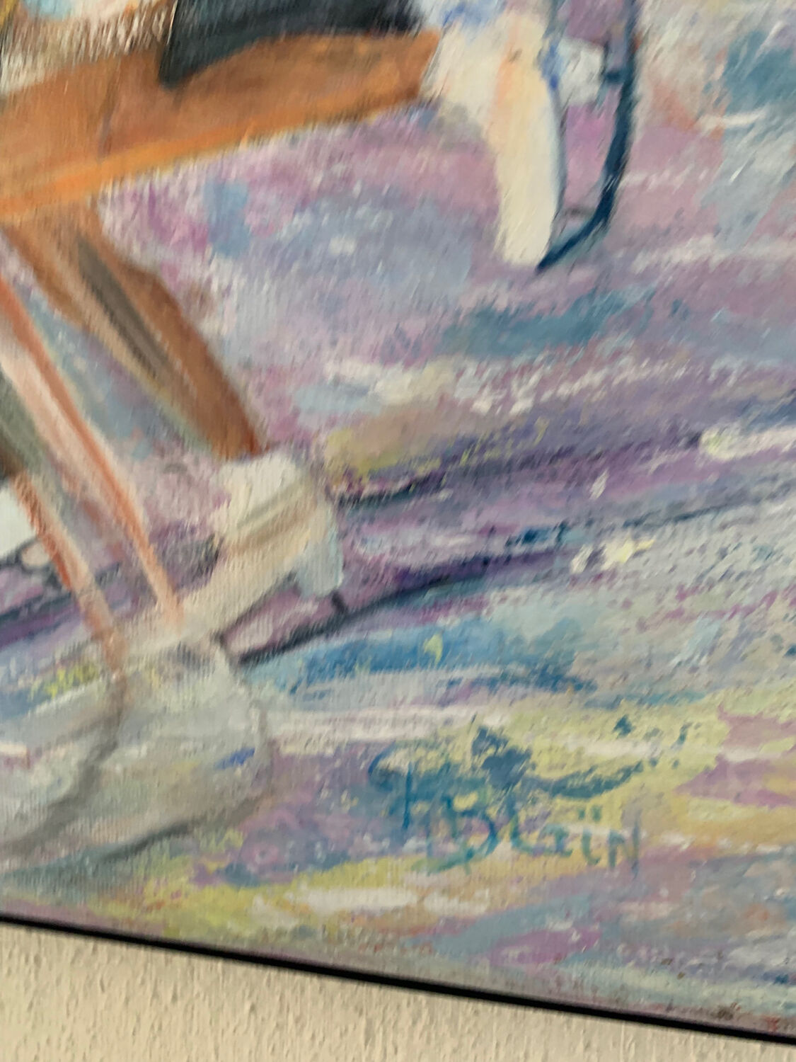 Oil on canvas ice skating