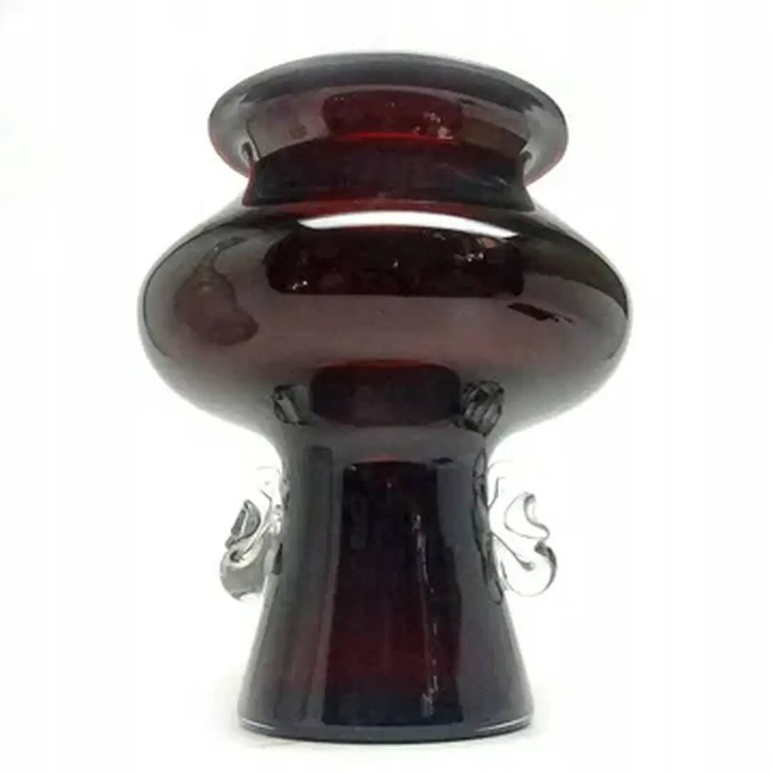 Vase, Polish modernism, burgundy glass, Poland, 1970s