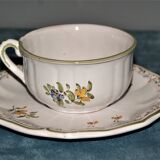 Two MOUSTIER cups decorated with flowers signed