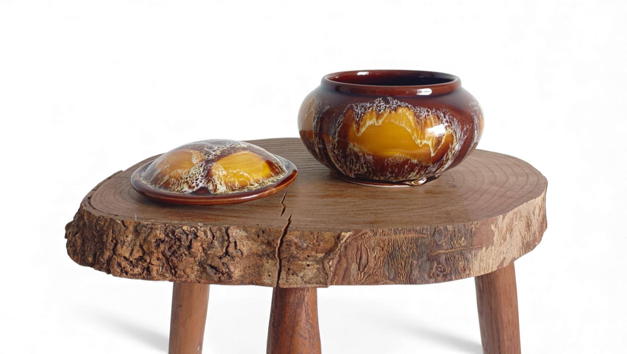 Mid-Century Vallauris Ceramic Box with Earthy Glaze, France, 1950s