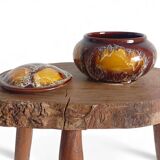 Mid-Century Vallauris Ceramic Box with Earthy Glaze, France, 1950s