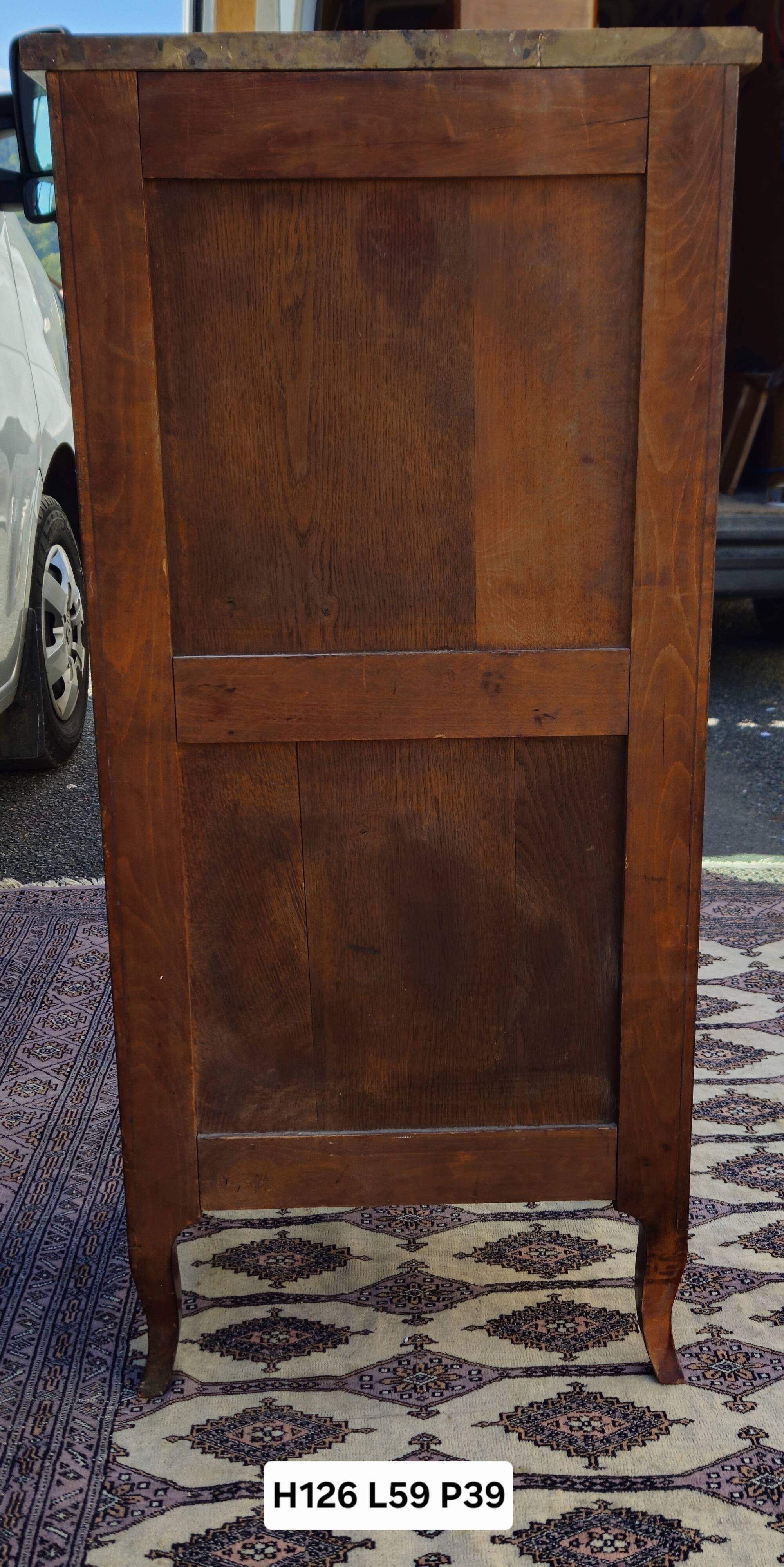 Louis XV style chest of drawers in noble wood marquetry – Marble top –