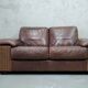 Italian Rattan and Leather Sofa, 1970s