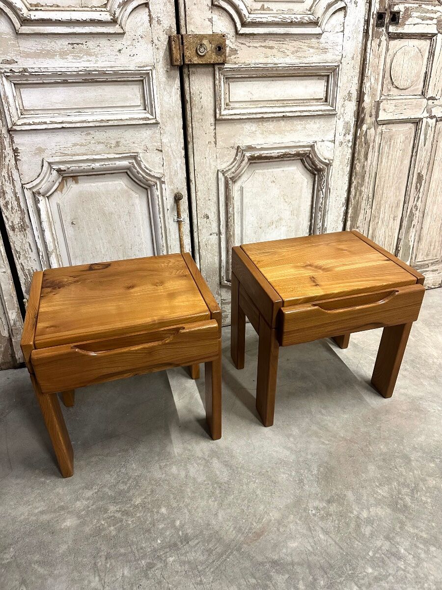 Paire de chevets en orme massif maison regain