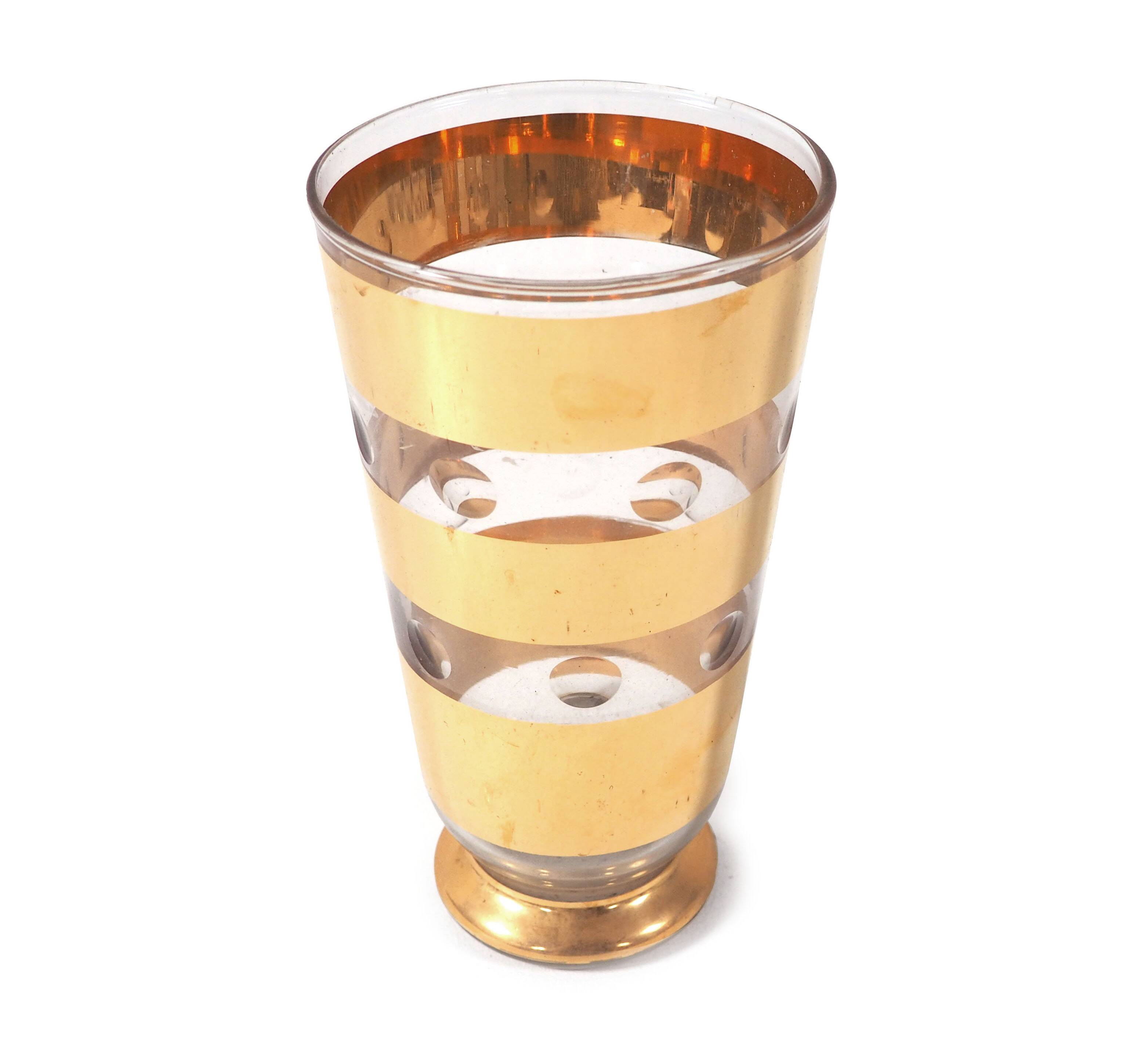 Glass vase with gold stripes