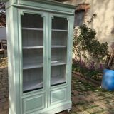 Screened and painted library Louis XVI style green celadon