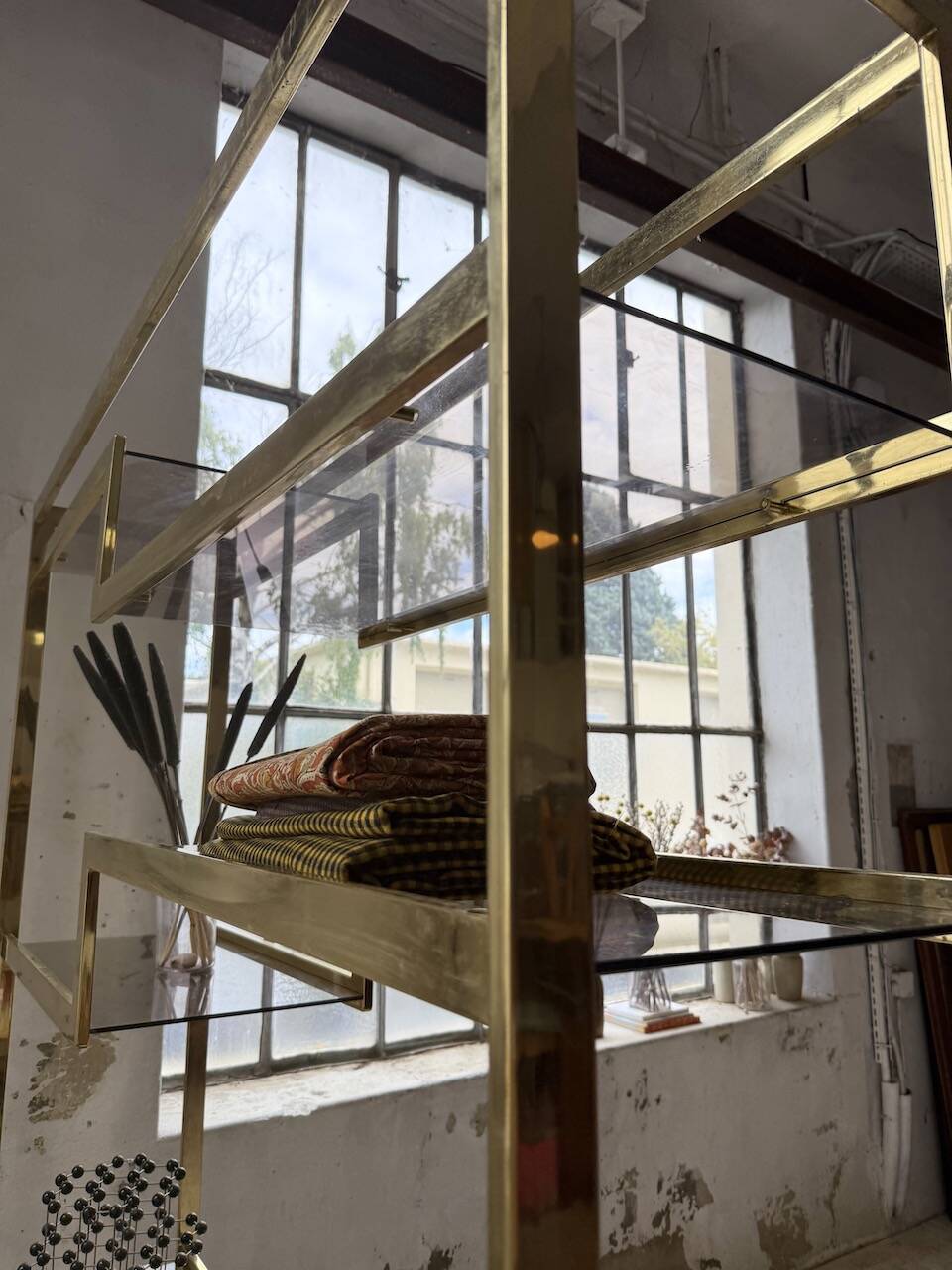 Brass shelf 1970 Belgo Chrom regency