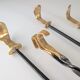 Brutalist iron and brass fireplace set by David Marshall, 1970s