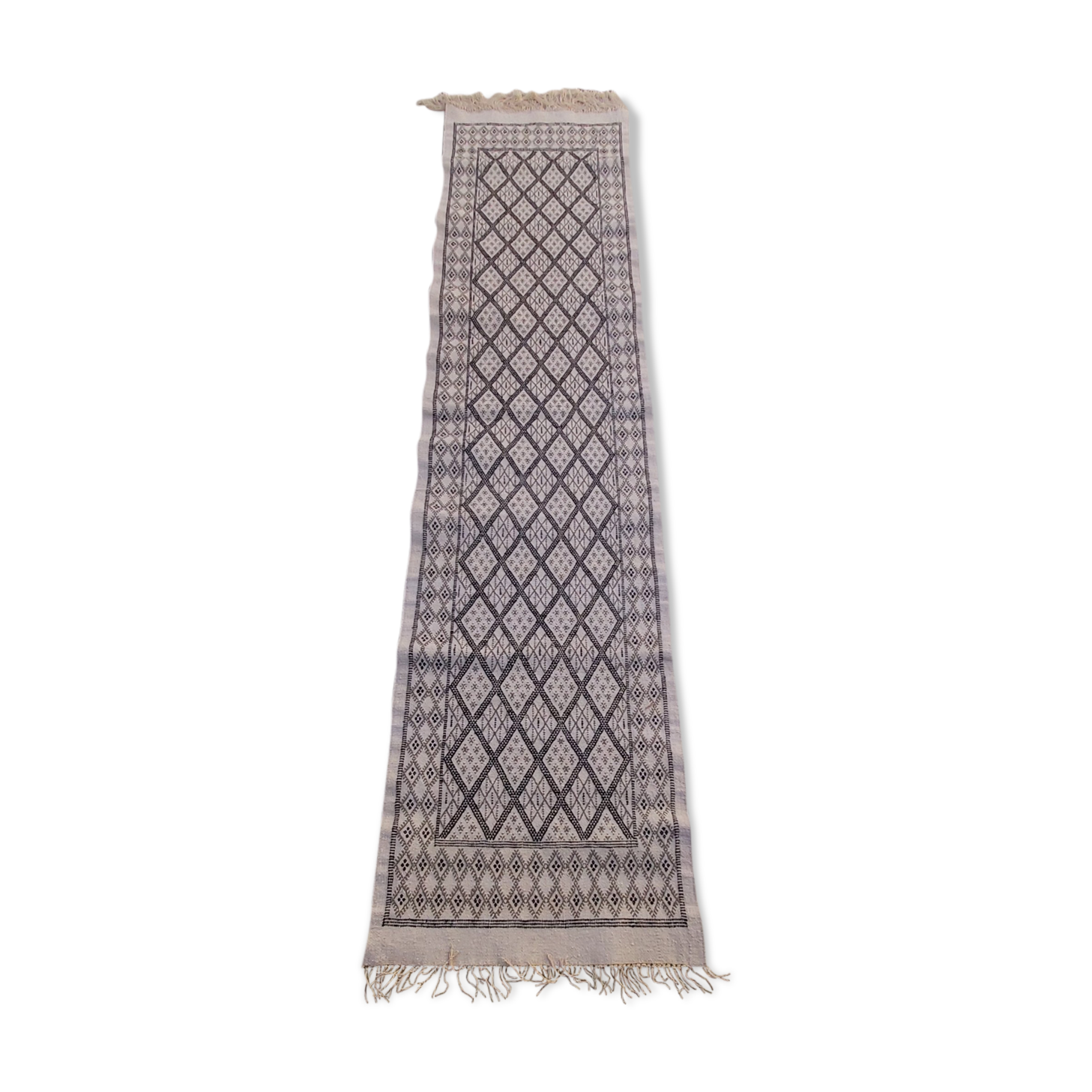 Handmade white carpet corridor 370x80cm