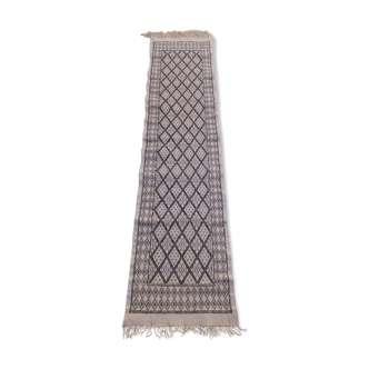 Tapis blanc gris et noir  fait main 370x80cm