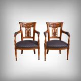 Paire de Fauteuils en Hêtre teinté – Début XXe