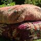Orange Berber pouf