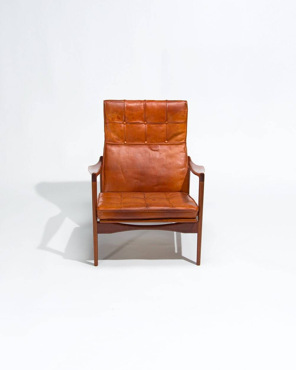 Ib Kofod Larsen Teak and Leather Lounge Chair, Swedish 1950s