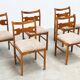 Set of six sculptural beech wood Italian dining chairs