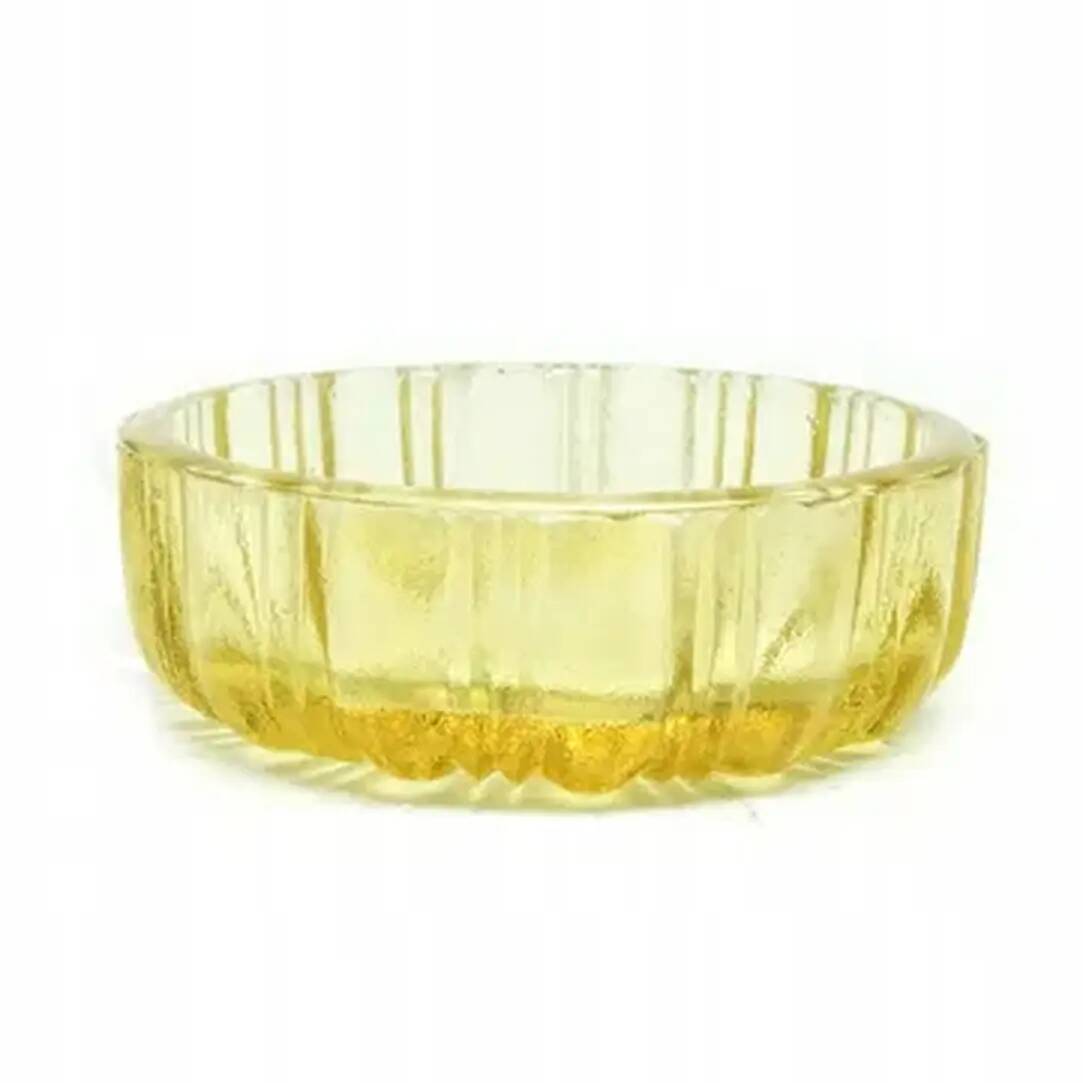 Salière Art Déco, verre ambre, Ząbkowice, Pologne, années 1930