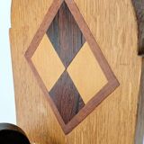 Paire de serre-livres vintage en bois, motif damier, années 50