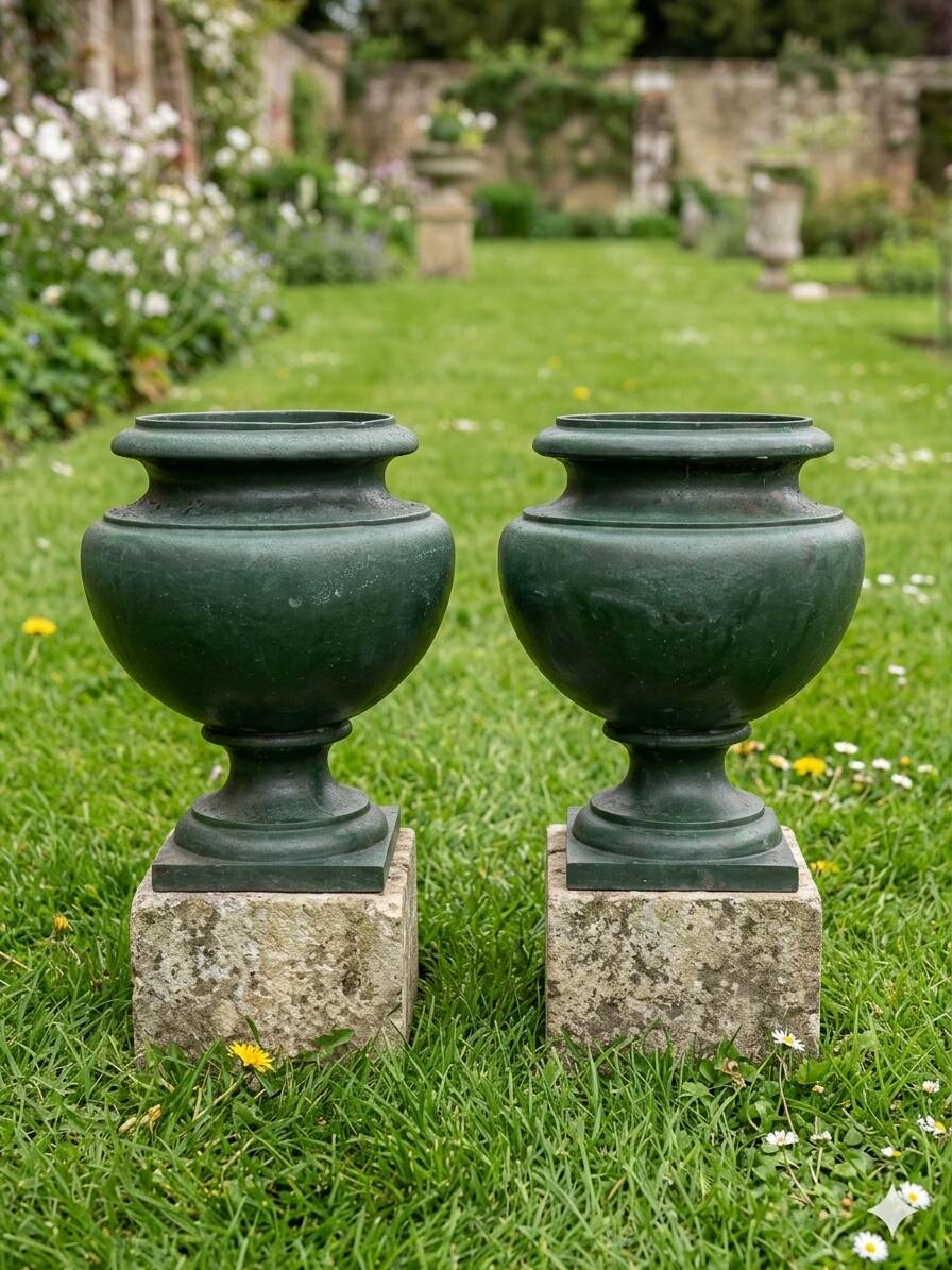 Paire de vases medicis en fonte du XIXème