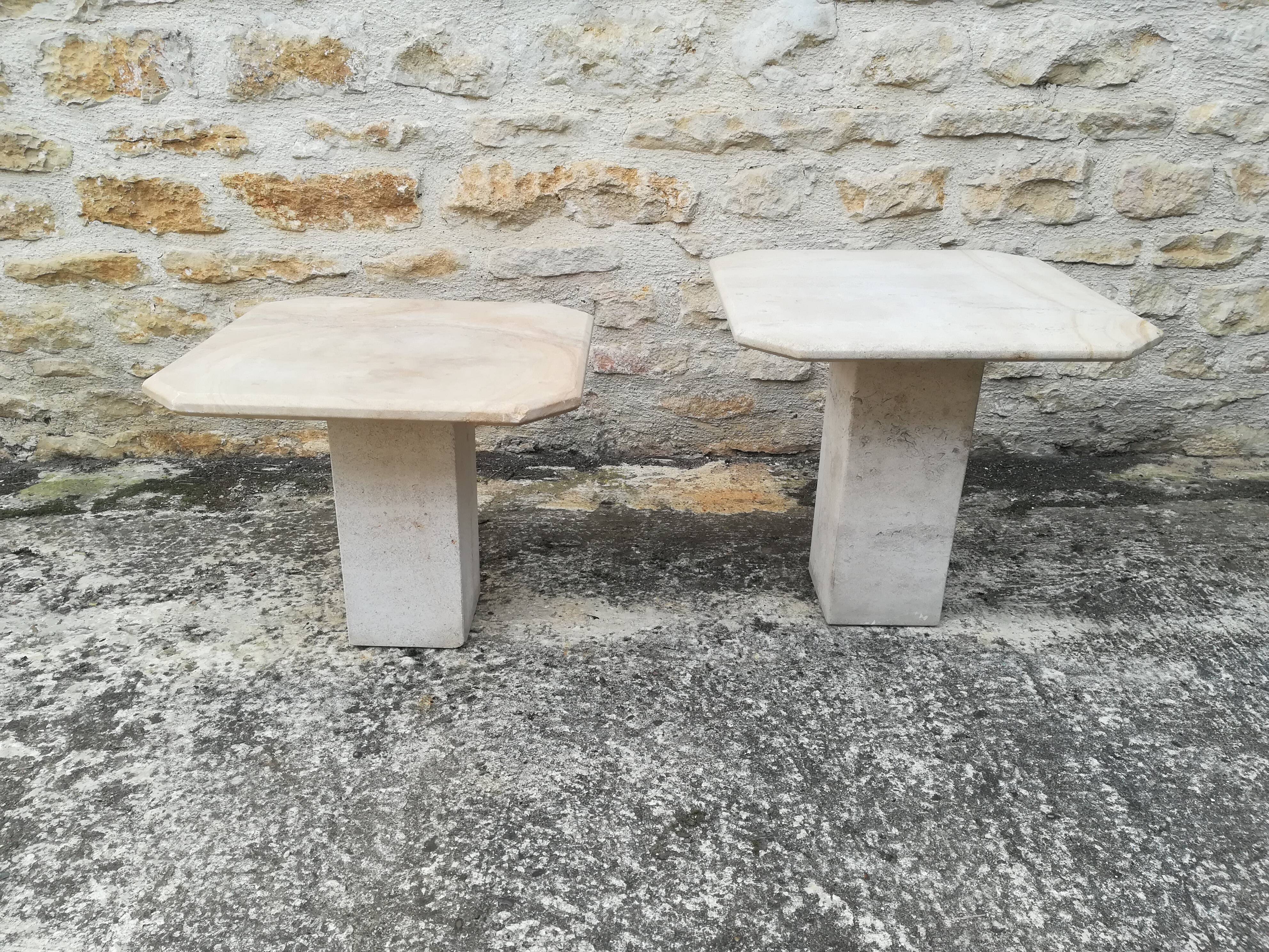 Nesting coffee tables in natural travertine