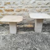 Nesting coffee tables in natural travertine