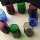 Set of 8 glasses cups high shape blown glass in different colors vintage