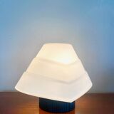 Pair of lamps in opaline glass and metal, 1980