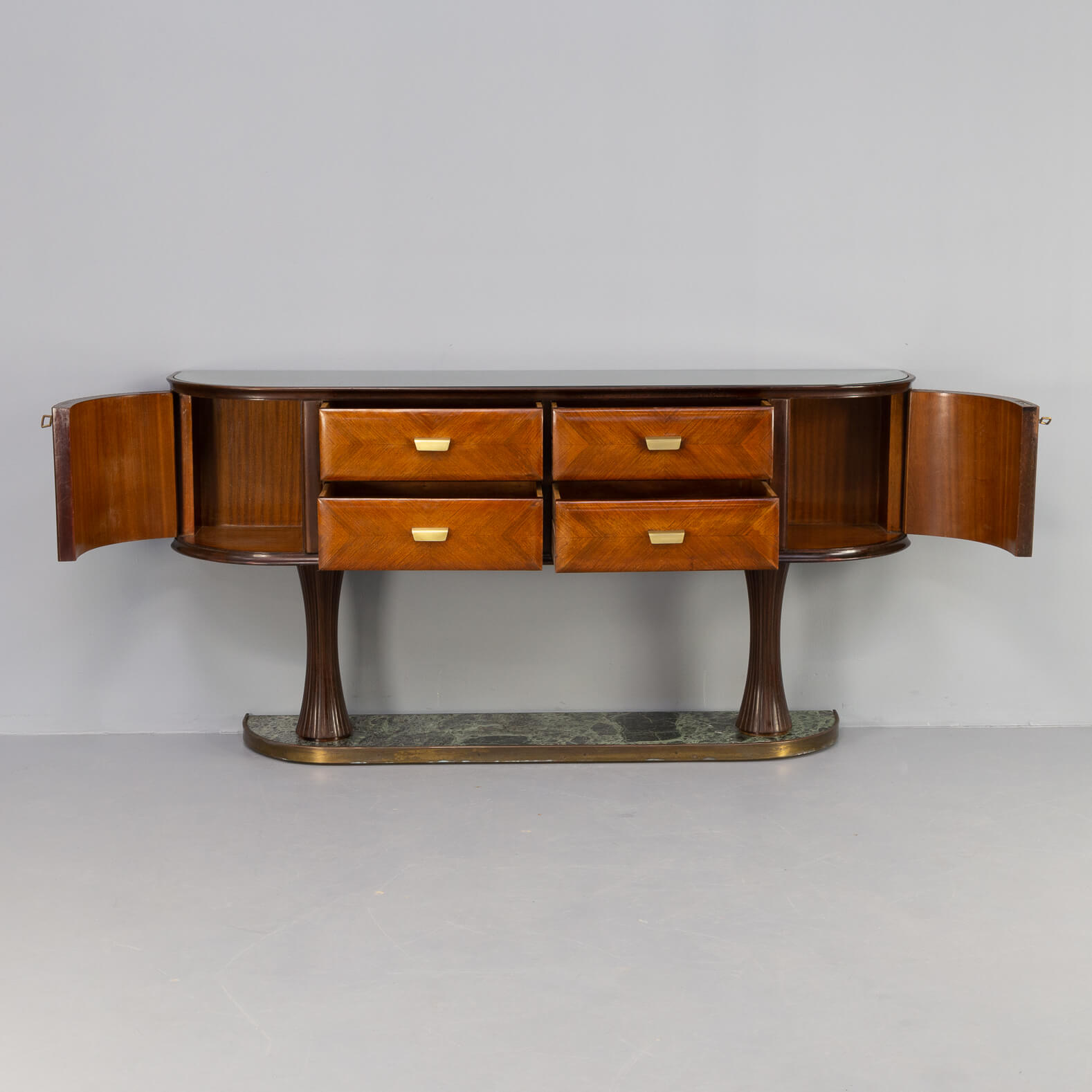 60s italian sidebaoard walnut teak and marble by vittorio dassi