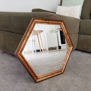 Vintage hexagonal bohemian chic mirror in gilded wood