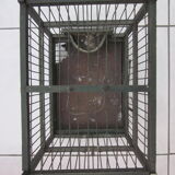 Wooden bird cage with feeder
