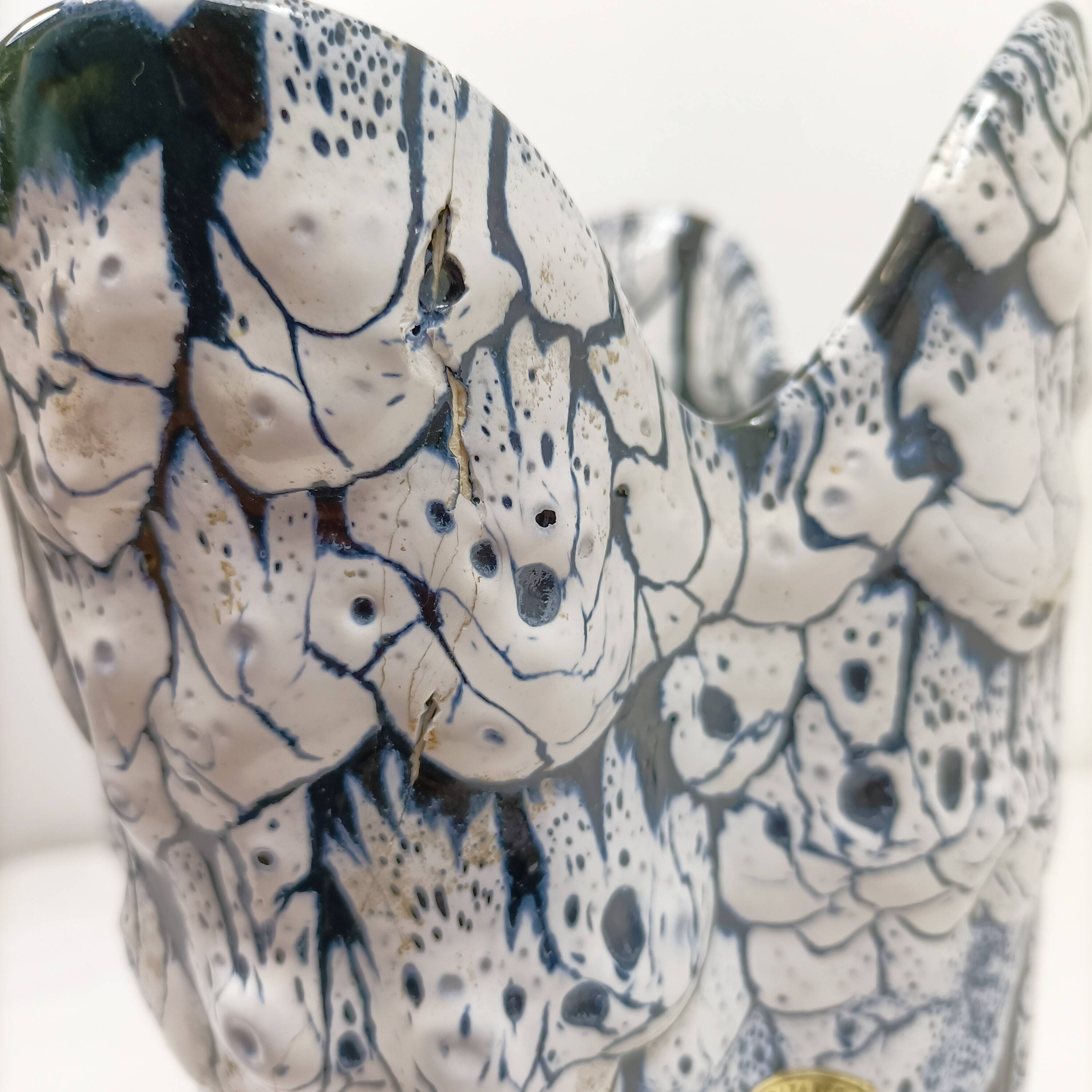 Grand vase en céramique émaillée noir et blanc – style contemporain 25 cm