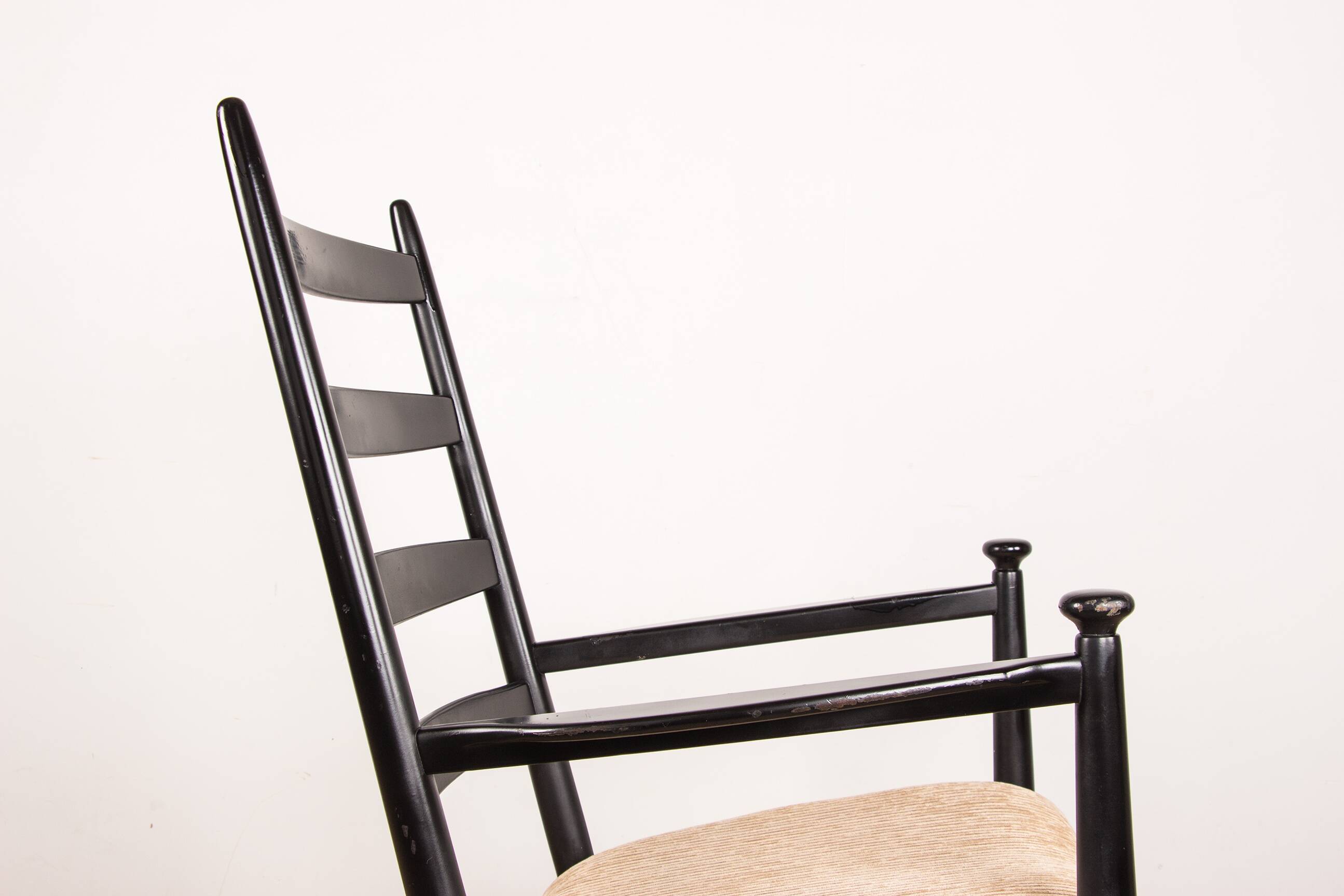 Danish Rocking Chair in lacquered wood and fabric model 218, Thomas Harlev 1960.