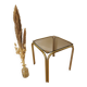 Table basse italienne vintage : laiton et verre fumé, style moderne du milieu du siècle