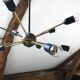 Lustre suspension Spoutnik vintage année 60 doré space age