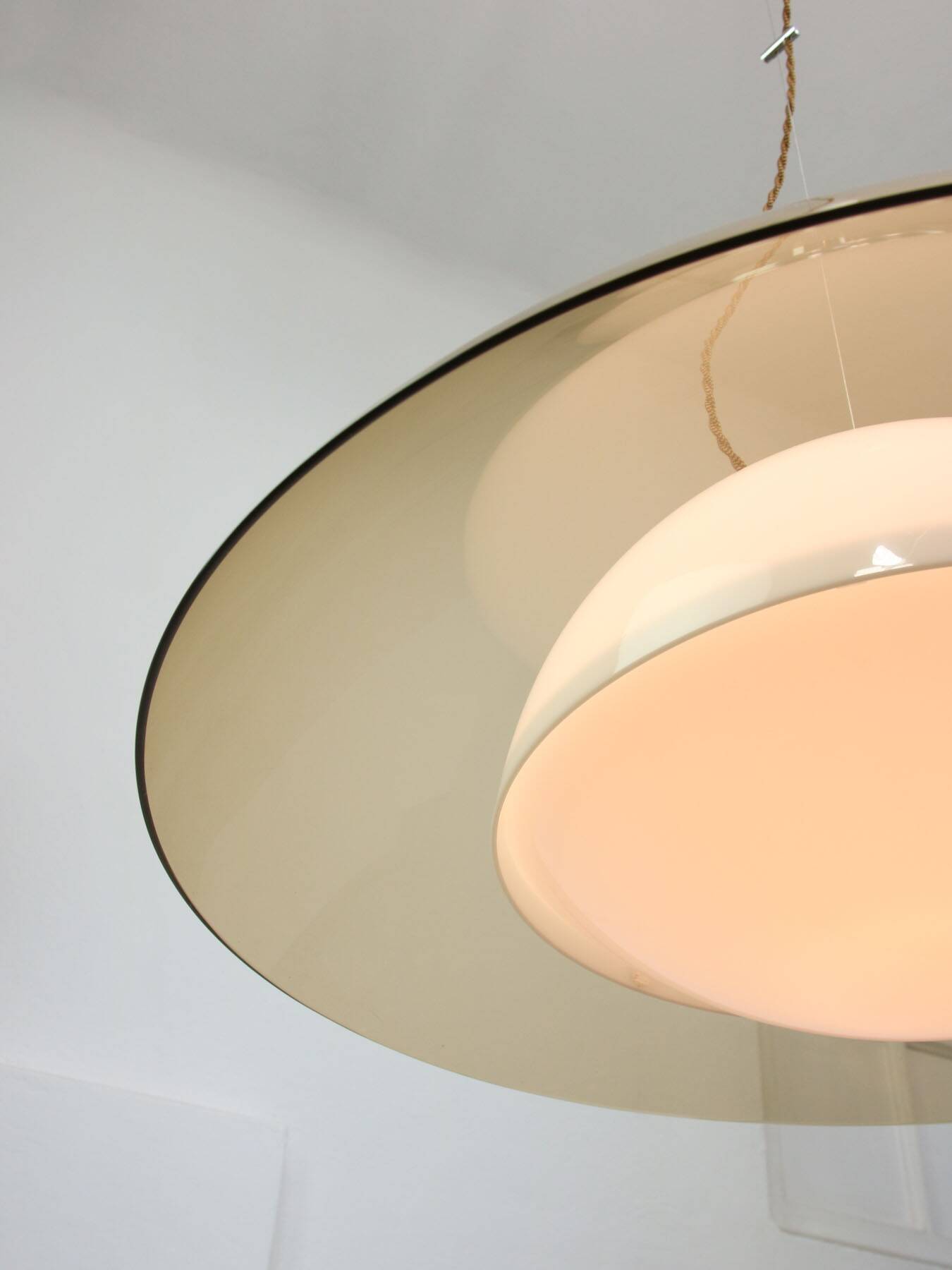 Rare UFO Space Age Lamp from Guzzini in Light Brown, 1970s