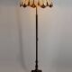 Bronze floor lamp with Tiffany-style stained glass shade – 20th century