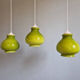 Vintage green opaline pendant light (4 available), 1960-70