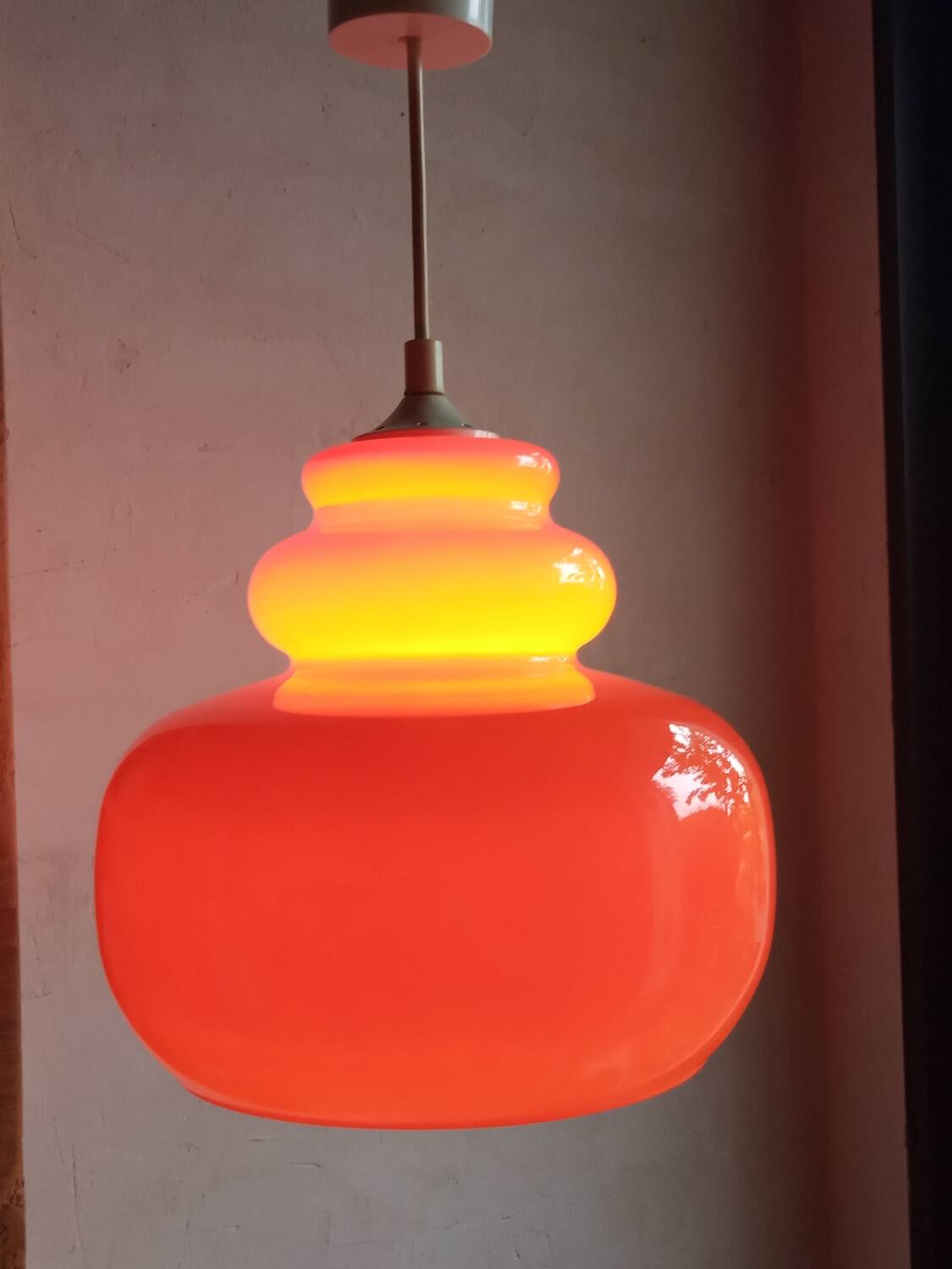 Orange opaline pendant light, 60s/70s