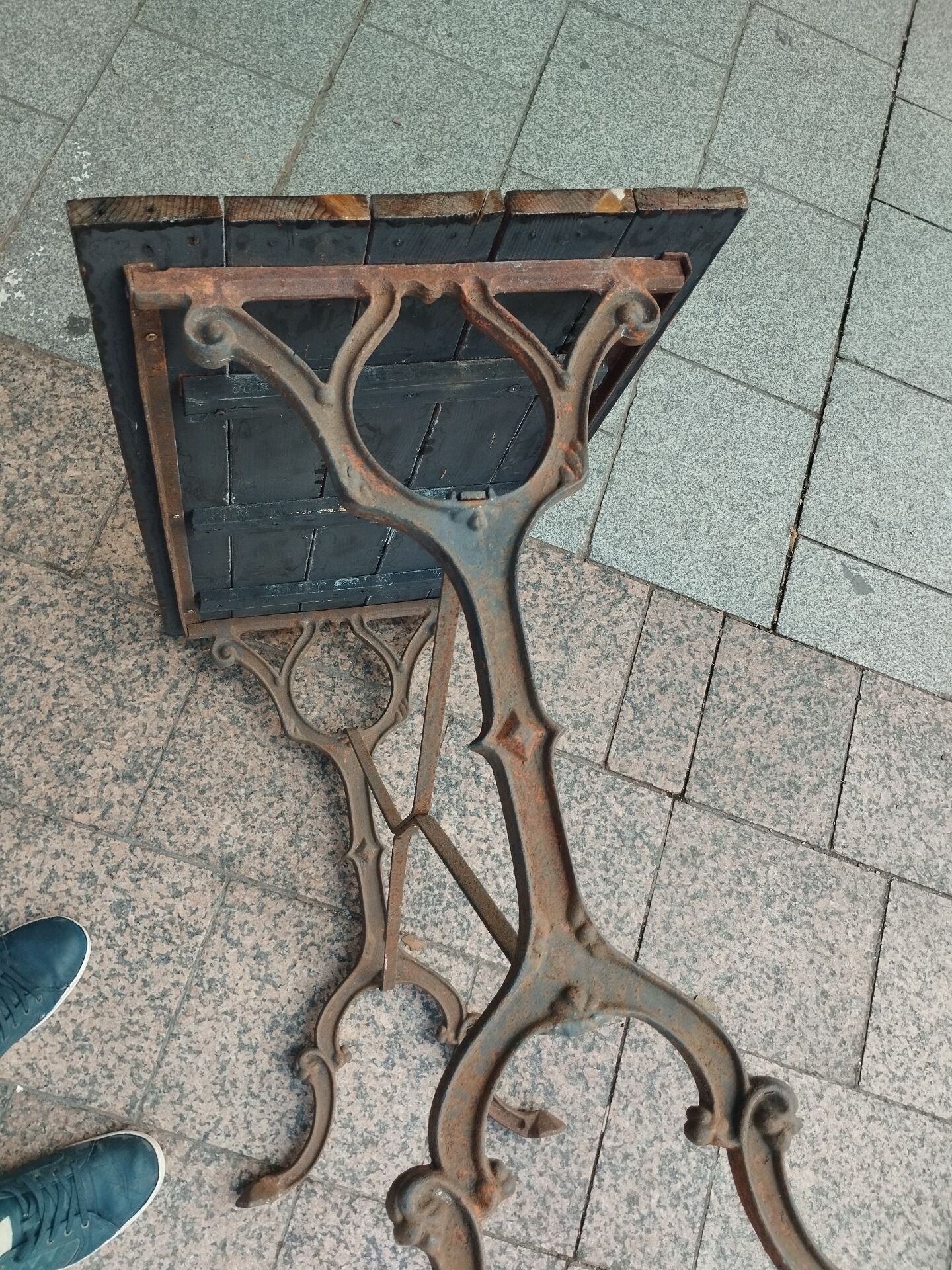 Old bistro table with a wooden top