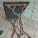 Old bistro table with a wooden top