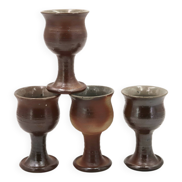 Tasses à café en grès de Dalloun, La Borne, années 70