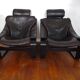 Pair of Scandinavian armchairs and footrests