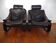 Pair of Scandinavian armchairs and footrests