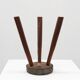 Tabouret tripode brutaliste français en chêne massif et métal, années 1850