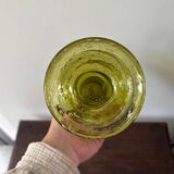 candle holder in biot green bubble glass from the 60s