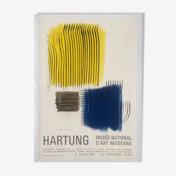 Affiche original Musée National d'Art Moderne par Hartung 1969 - Petit Format - On linen
