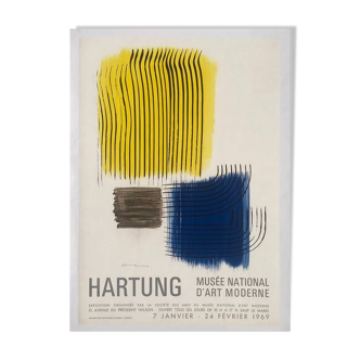 Affiche original Musée National d'Art Moderne par Hartung 1969 - Petit Format - On linen