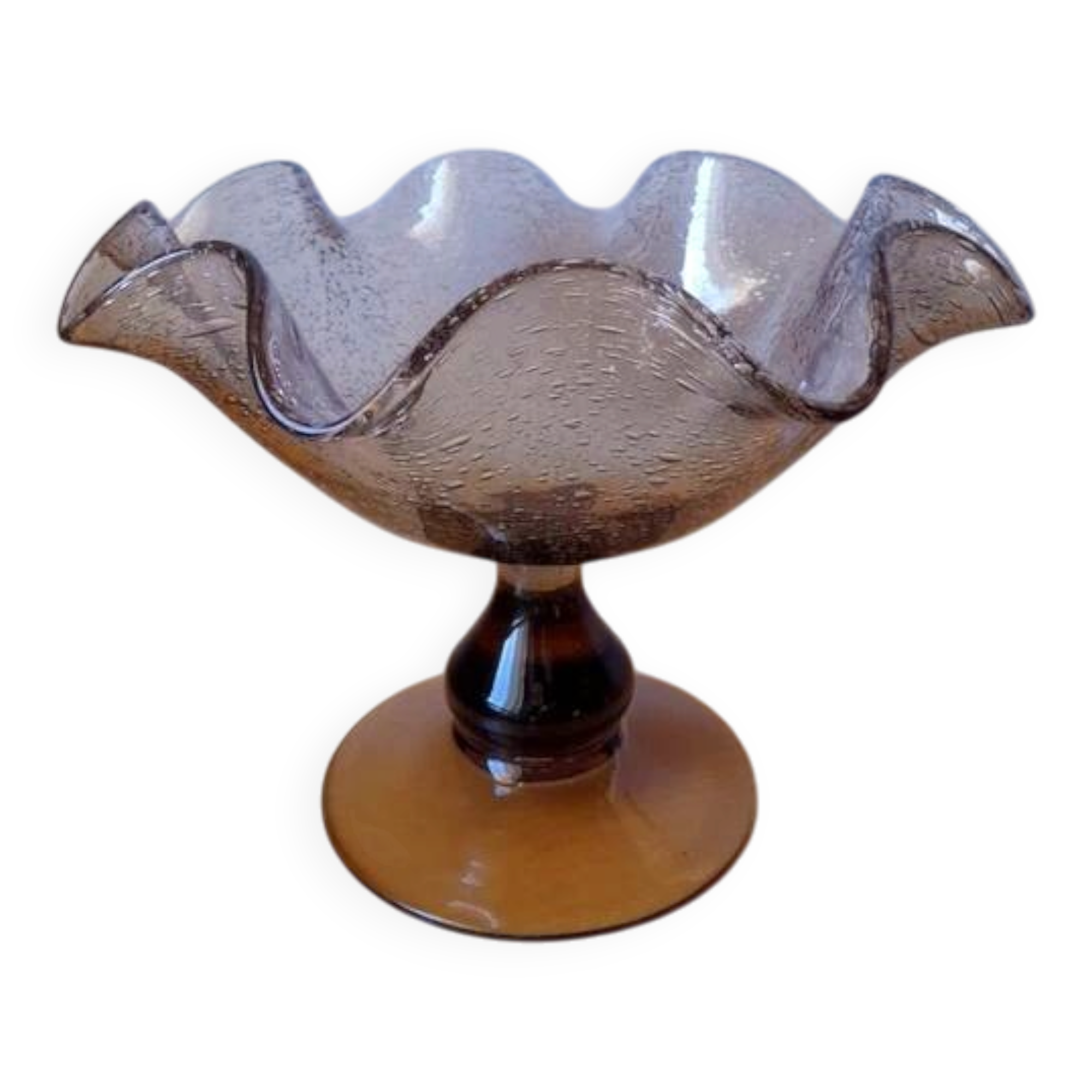 Coupe en Verre Soufflé Bullé Riom 1960