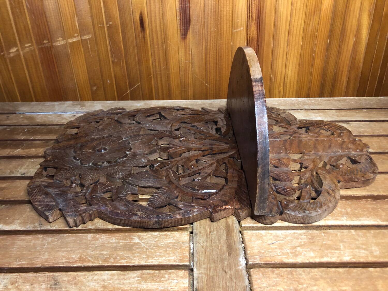 Carved wood shelf vintage birds & flowers decor