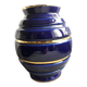 Large vintage blue and gold vase